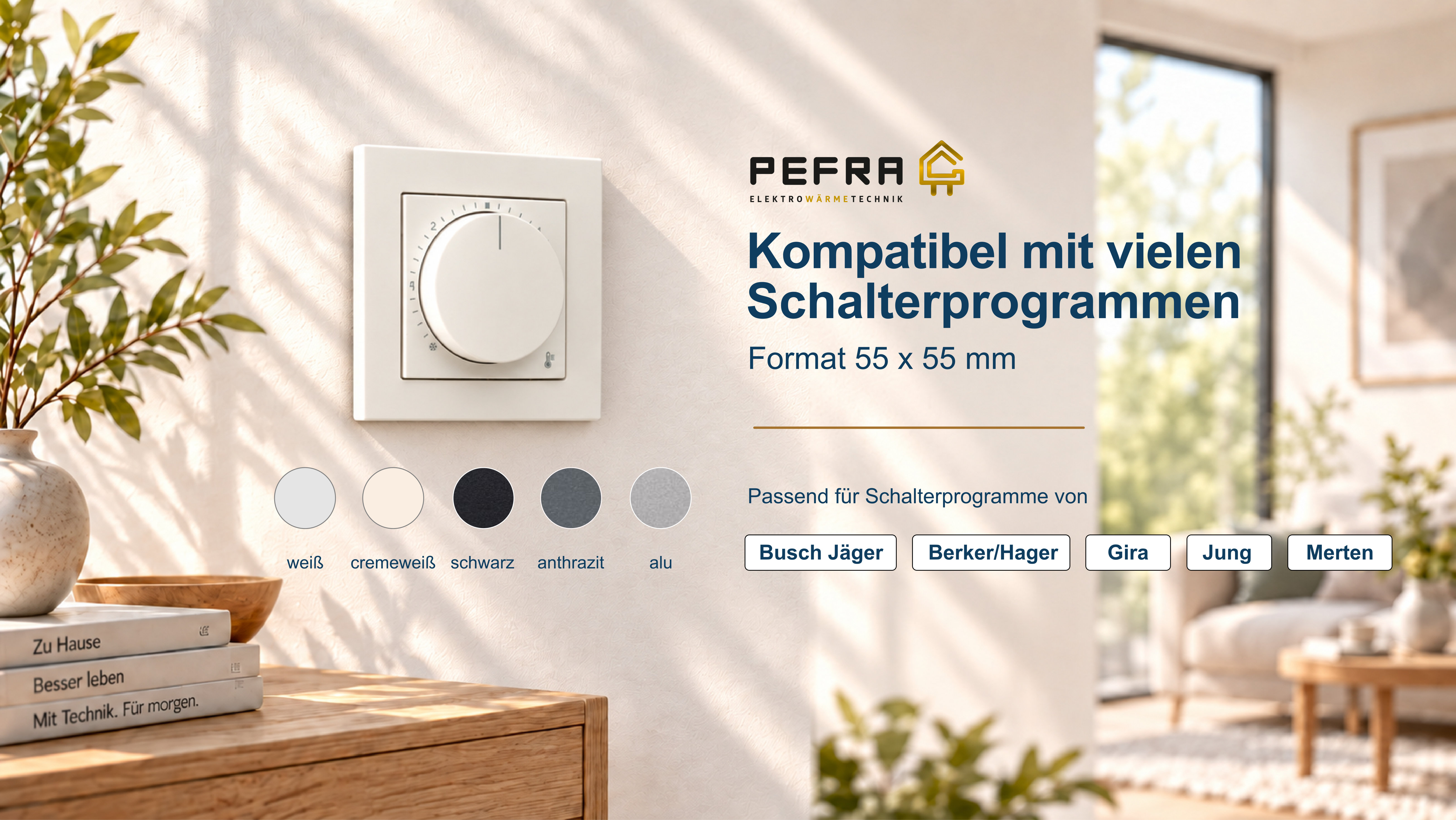 Halmburger Raumthermostat: eine Technik für viele Schalterprogramme