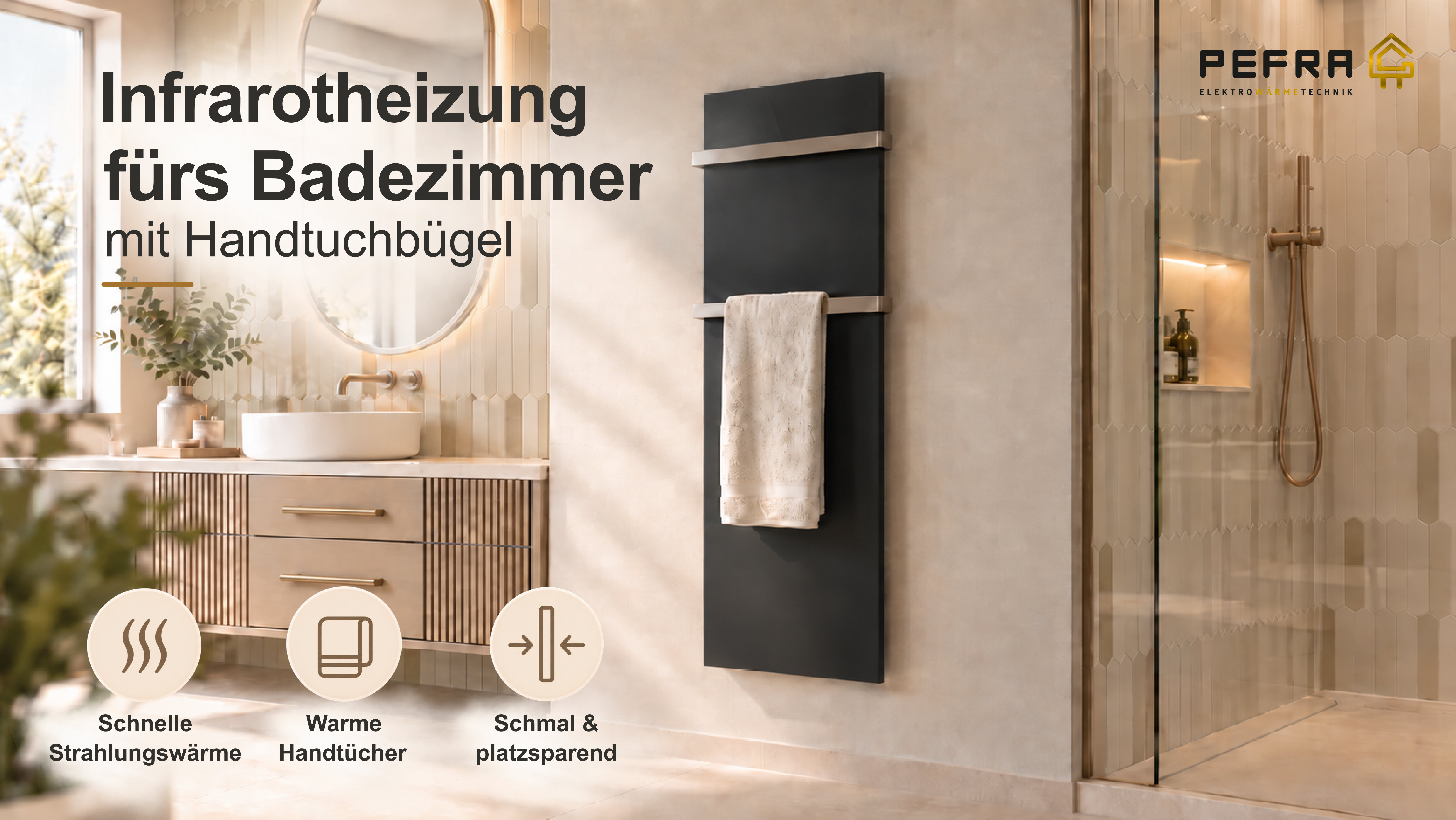 Infrarotheizung fürs Badezimmer mit Handtuchbügel