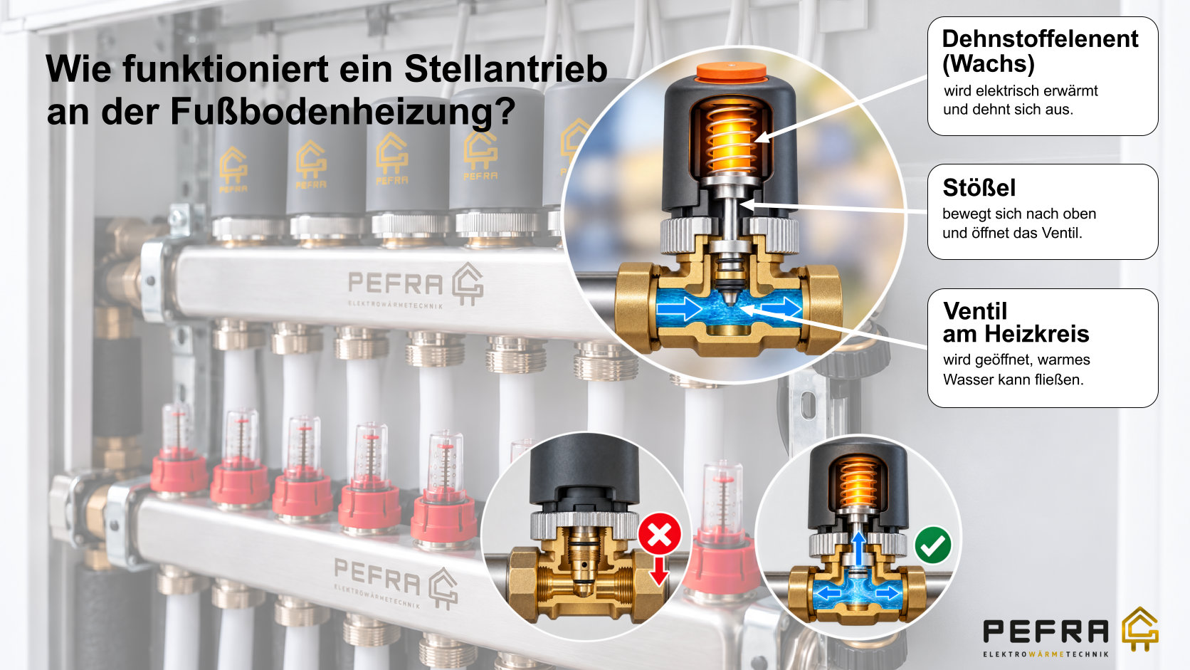Wie funktioniert ein Stellantrieb an der Fussbodenheizung?