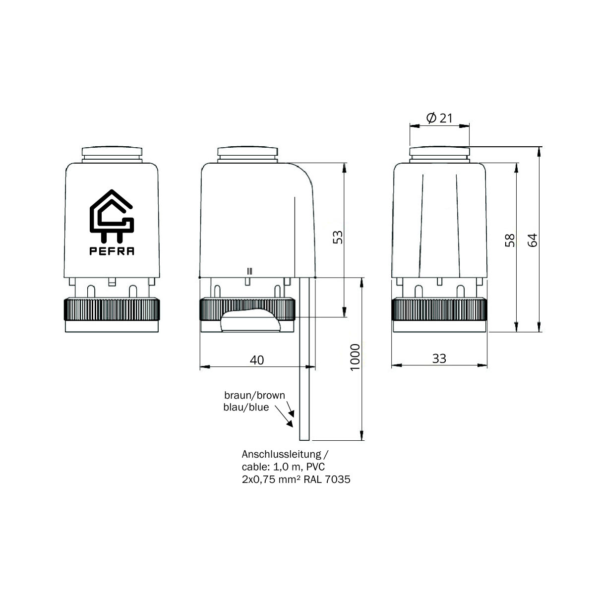 HERZ Stellantrieb 230 Volt für Polytherm M 28x1,5