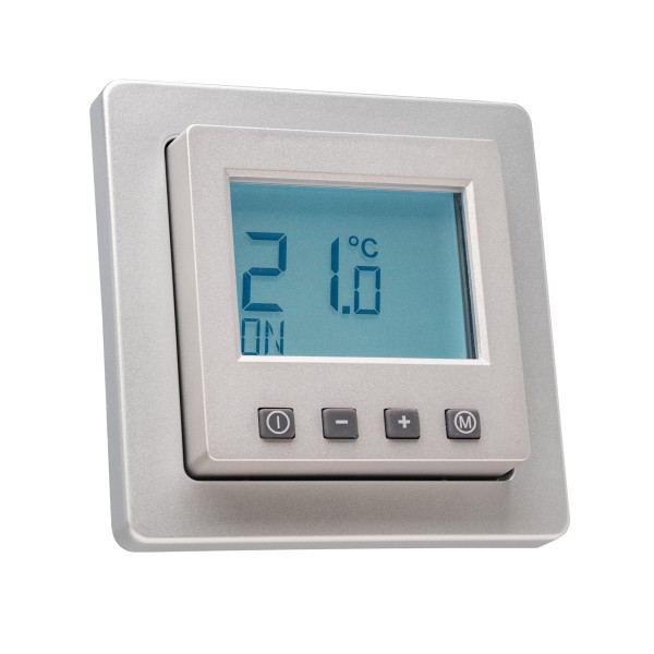 Raumthermostat digital mit Uhr für Berker Q.1/Q.3/Q.7 Rahmen alu